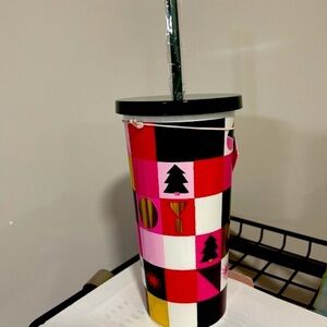 ♠️KATE SPADE NEW YORK Joy Christmas Tumbler with reusable Straw